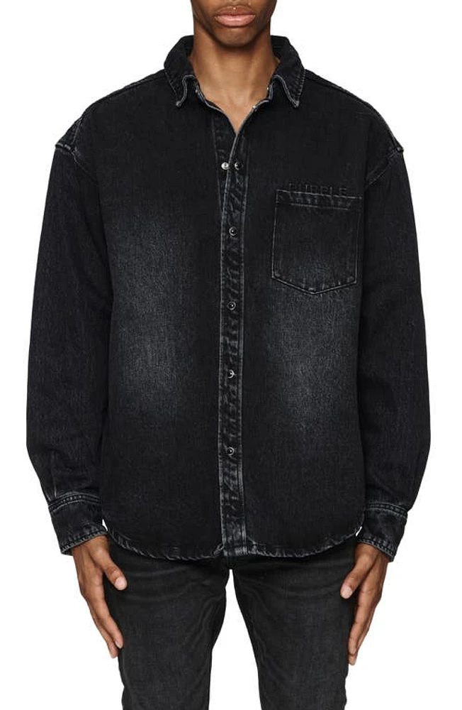 PURPLE BRAND Oversize Western Denim Shirt Jacket Grey at Nordstrom,