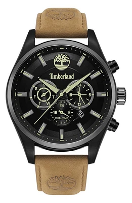 Timberland Ashmont Chronograph Leather Strap Watch, 46mm in Tan at Nordstrom