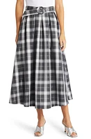 NIKKI LUND Olivia Plaid Belted Skirt Black at Nordstrom,