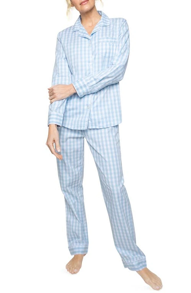 Petite Plume Gingham Check Pajamas Blue at Nordstrom,