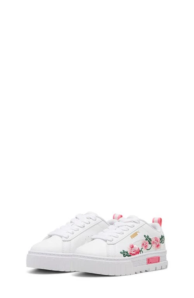 Puma Gender Inclusive Mayze Embroidered Sneaker White-Fast Pink-Vine at Nordstrom, M