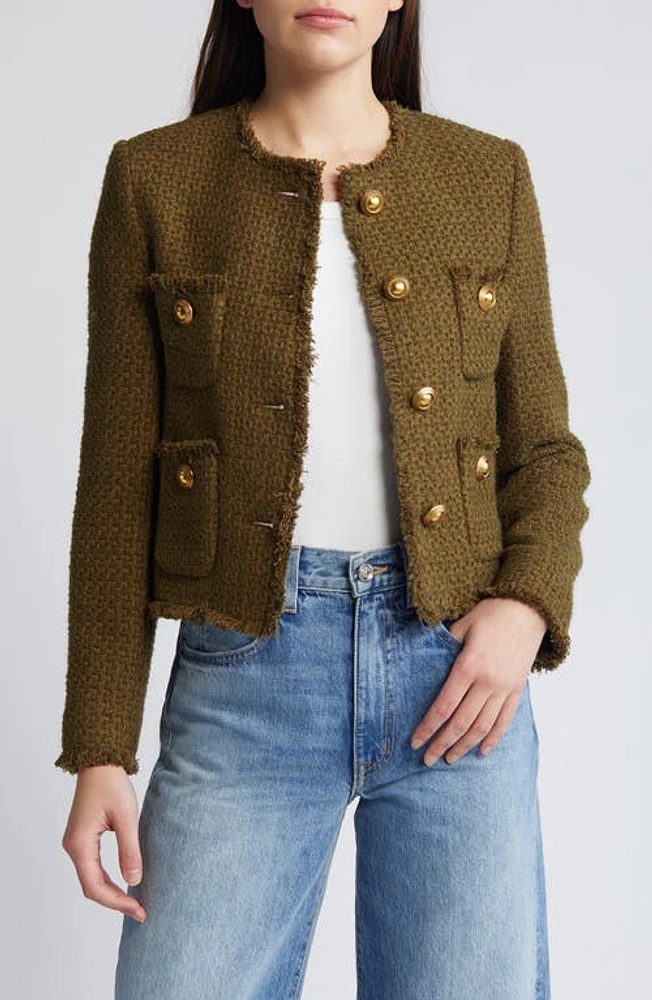 MANGO Wintour Tweed Jacket Khaki at Nordstrom,