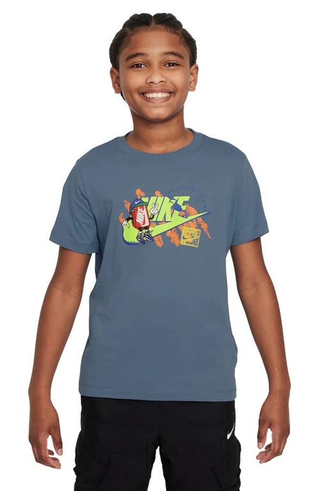 Nike Kids' Sportswear Boxy Swoosh Graphic T-Shirt Aegean Storm at