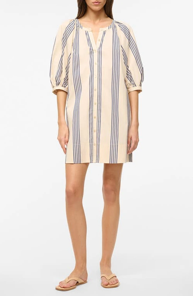 STAUD Vincent Stripe Shirtdress Ivory/Blue at Nordstrom,