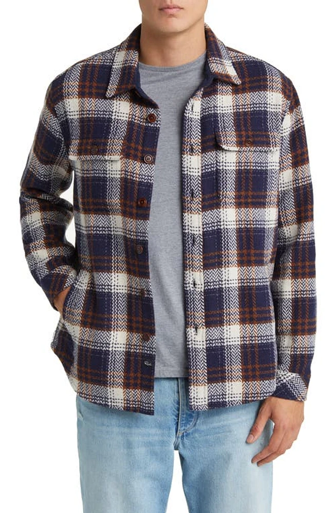 Rails Berkshire Plaid Flannel Shirt Jacket Navy Umber Cream at Nordstrom,