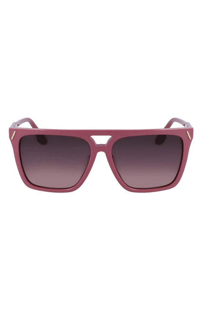 Victoria Beckham 57mm Gradient Navigator Sunglasses in Rose at Nordstrom