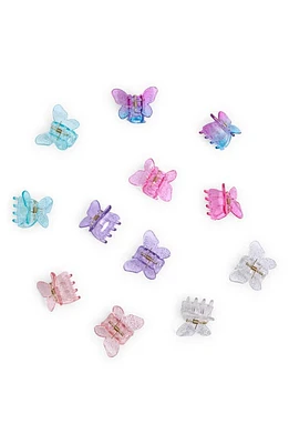 Capelli New York Kids' Assorted 12-Pack Glitter Butterfly Jaw Clips in Purple Combo at Nordstrom