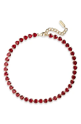 Judith Leiber Small Cubic Zirconia Heart Tennis Necklace in Red at Nordstrom