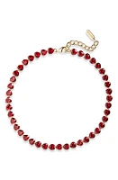 Judith Leiber Small Cubic Zirconia Heart Tennis Necklace in Red at Nordstrom