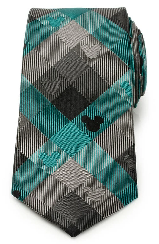 Cufflinks, Inc. x Disney Mickey Silhouette Plaid Silk Tie in Teal at Nordstrom