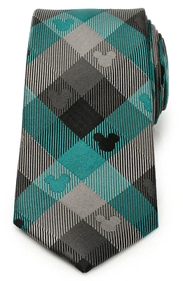 Cufflinks, Inc. x Disney Mickey Silhouette Plaid Silk Tie in Teal at Nordstrom