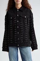 Stella McCartney Lace-Up Denim Jacket in 1091 - Natural Black at Nordstrom, Size Small