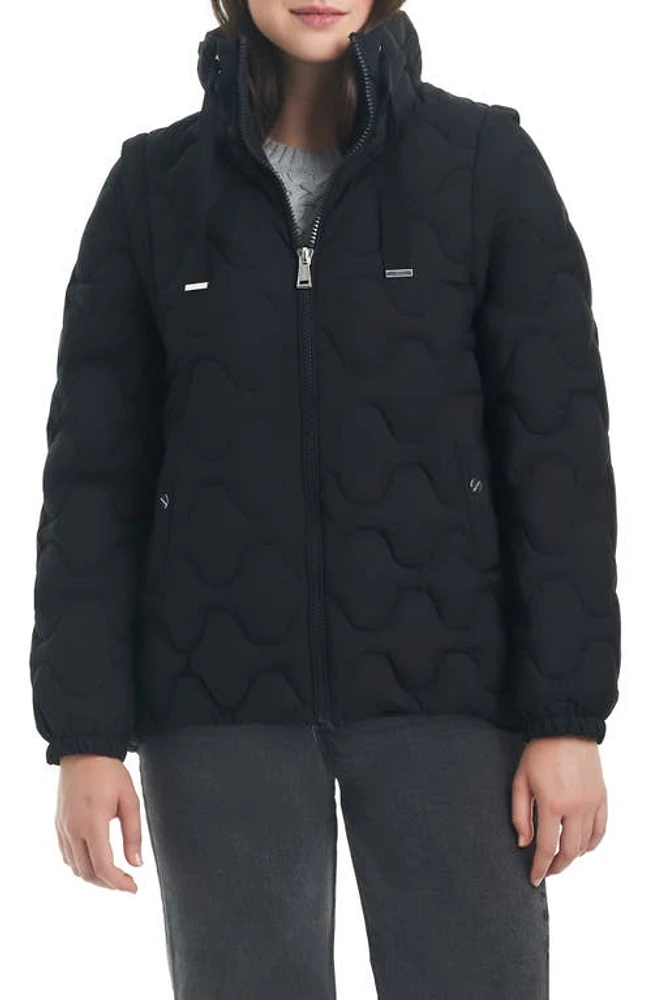 Sanctuary Onion Quilted Convertible Puffer Jacket in Black at Nordstrom, Size Medium