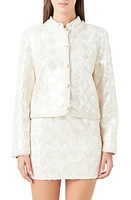 Endless Rose Sequin Patchwork Knit Jacket Ivory at Nordstrom,