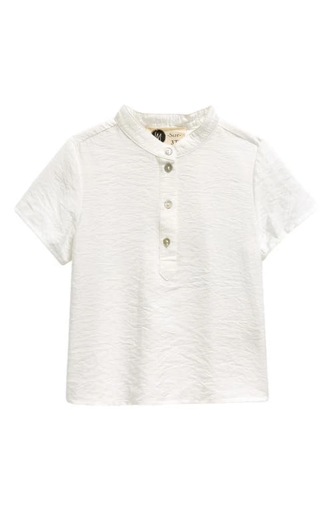 Manière Kids' Stretch Cotton Band Collar Henley in White at Nordstrom, Size 4T