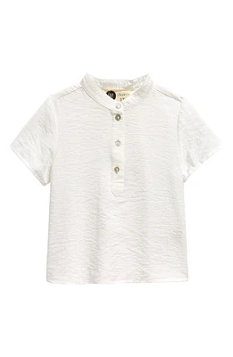 Manière Kids' Stretch Cotton Band Collar Henley in White at Nordstrom, Size 4T