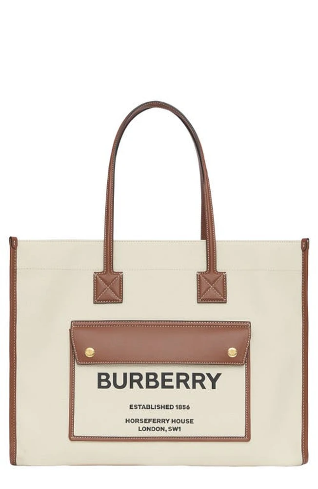 burberry Medium Towner Horseferry Print Canvas & Leather Tote in Natural/Tan at Nordstrom