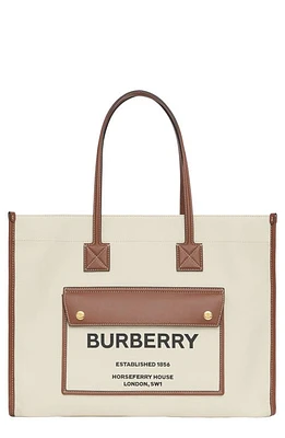 burberry Medium Towner Horseferry Print Canvas & Leather Tote in Natural/Tan at Nordstrom