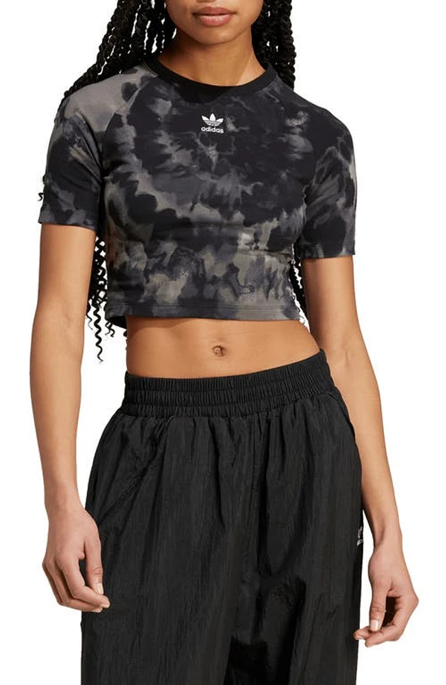 adidas Lifestyle Tie-Dye Crop T-Shirt Black/Multicolor at Nordstrom,