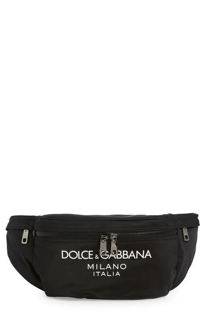 Dolce & Gabbana 3D Logo Nylon Belt Bag in Black/Blac at Nordstrom