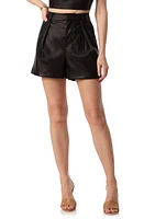 Avec Les Filles Faux-Ever Leather Pleated Shorts in Black at Nordstrom, Size Large