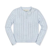 Hope & Henry Girls' Pointelle Bow Cardigan, Infant Light Blue Heather at Nordstrom,