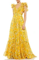 Mac Duggal Floral Chiffon Cutout Ballgown Multi at Nordstrom,