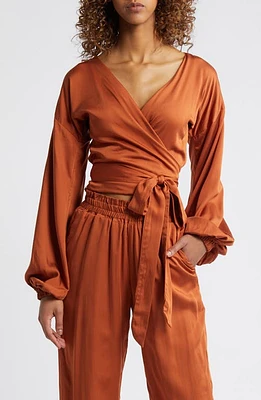 DIARRABLU Aida Wrap Blouse Rust at Nordstrom,