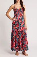 Roxy Hot Tropics Floral Cutout Maxi Sundress Anthracite Multi at Nordstrom,