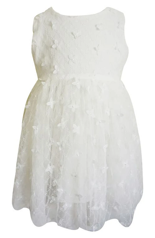 Popatu Kids' 3D Floral Embroidered Party Dress White at Nordstrom,