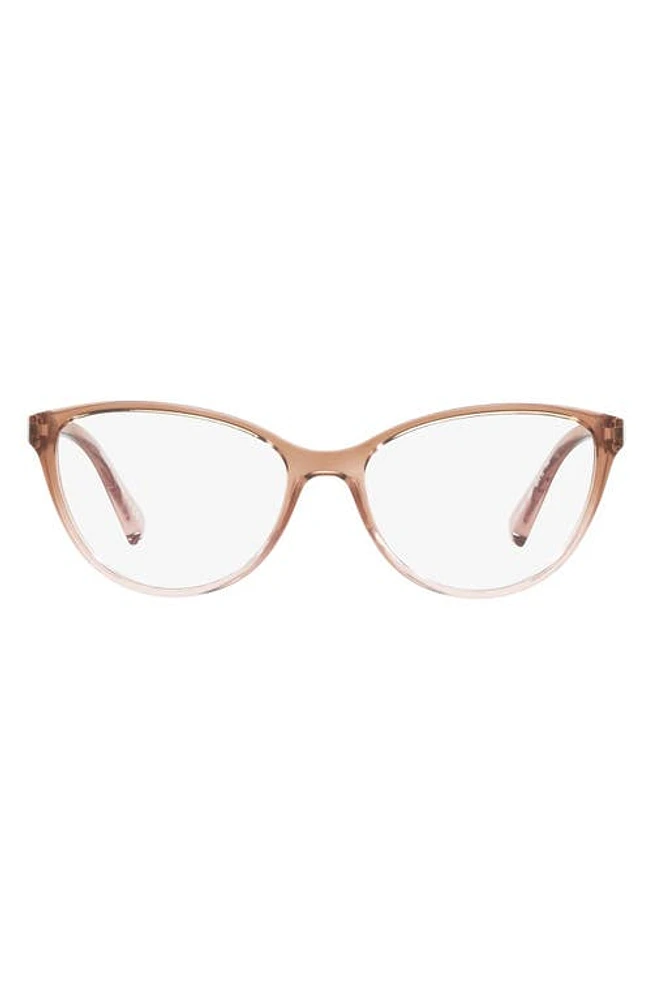 AX Armani Exchange 53mm Cat Eye Reading Glasses in Shiny Crys Rose at Nordstrom