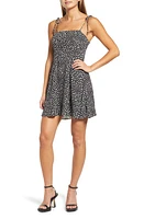 Socialite Tie Shoulder A-Line Minidress in Black Ivory at Nordstrom, Size Small