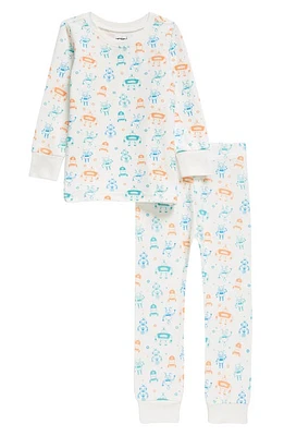 Norani Robots Stretch Organic Cotton Pajamas Blue/Green at Nordstrom, M