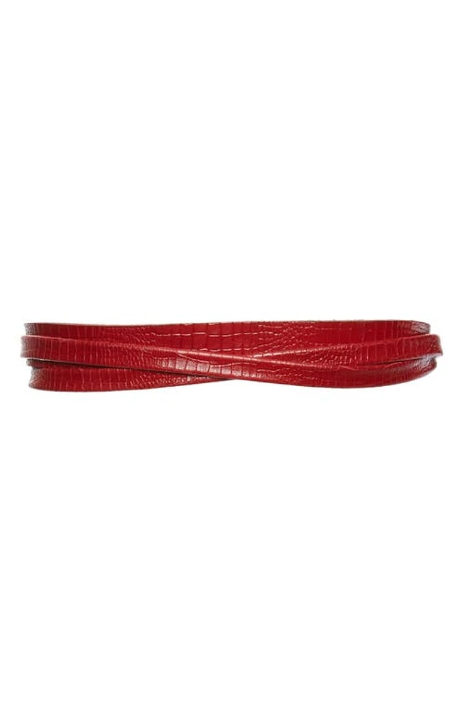 Ada Skinny Leather Wrap Belt in Red Python at Nordstrom