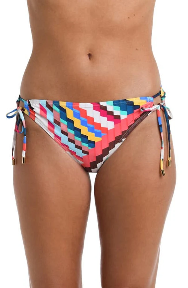 La Blanca Slice Side Tie Hipster Swim Bottoms Blue/Green Multi at Nordstrom,