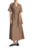 Lafayette 148 New York Belted Organic Cotton Poplin Faux Wrap Shirtdress at Nordstrom,