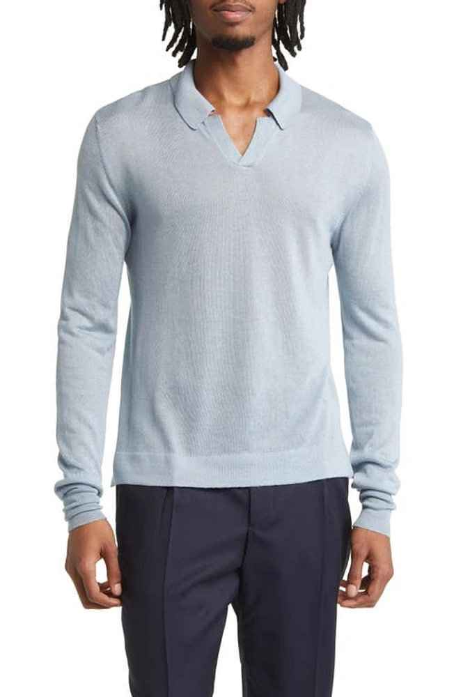 Officine Générale Kit Lyocell & Cashmere Polo Fadedblue at Nordstrom,