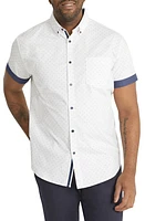 Johnny Bigg Palmer Neat Stretch Short Sleeve Button-Down Shirt White at Nordstrom,