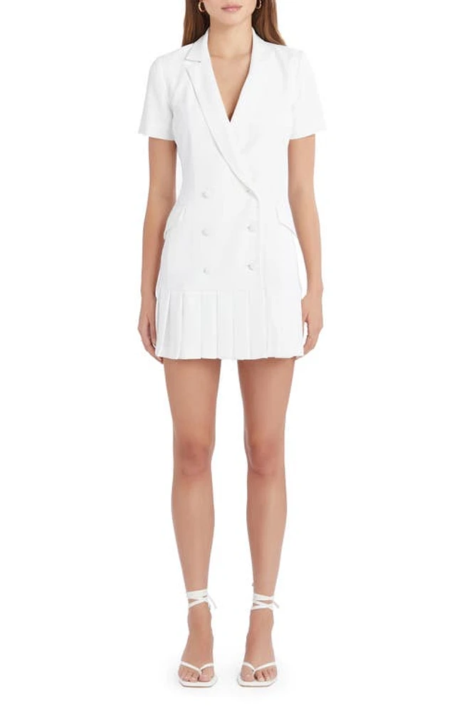 Amanda Uprichard Mesha Pleated Tuxedo Minidress Ivory at Nordstrom,