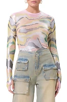 AFRM Kaylee Foil Print Top Soft Linear Abstract at Nordstrom,