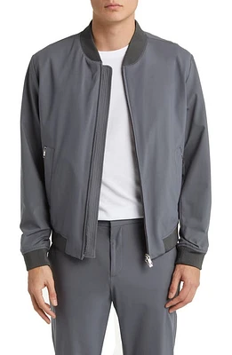 BOSS Slim Fit Jersey Bomber Jacket Medium Grey at Nordstrom,