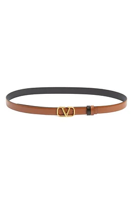 Valentino Garavani VLOGO Buckle Reversible Leather Belt in 11J Selleria-Nero/Nero at Nordstrom, Size 95