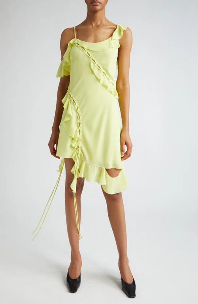 Acne Studios Daky Asymmetric Ruffle Lace-Up Detail Dress Acid Yellow at Nordstrom, Us