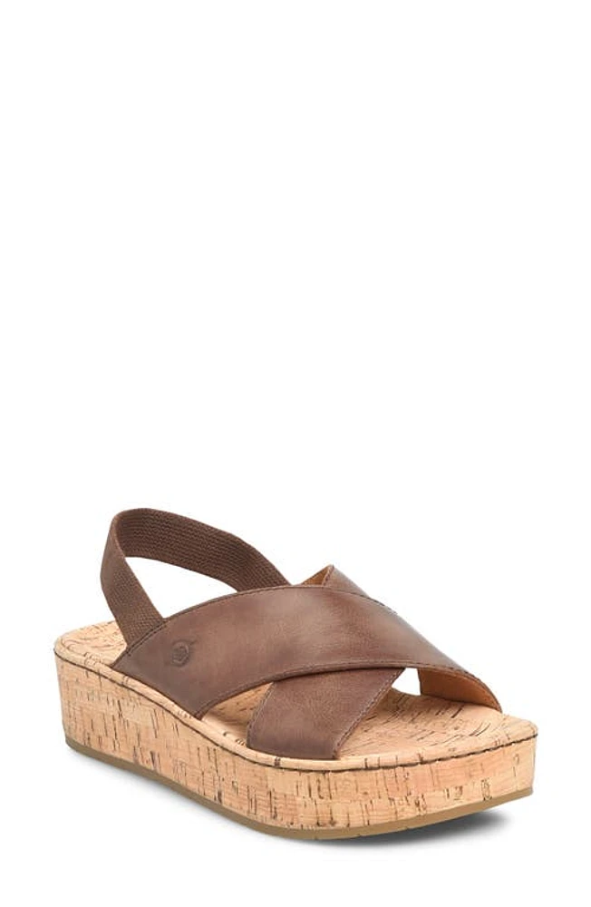 Børn Sandra Slingback Platform Wedge Sandal Dark Brown Leather at Nordstrom,