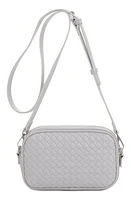 Mali + Lili Ava Woven Vegan Leather Crossbody Bag in Light Grey at Nordstrom