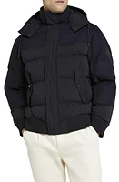 Ted Baker London Ventry Puffer Bomber Jacket with Removable Hood in Navy at Nordstrom, Size 6