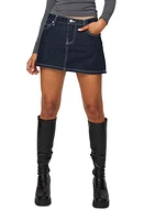 Princess Polly Bracken Low Rise Denim Miniskirt Navy at Nordstrom,