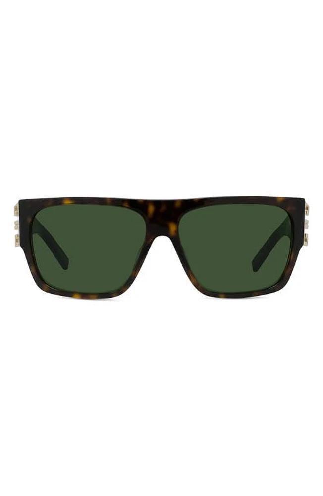 Givenchy 4G 62mm Rectangular Sunglasses in Dark Havana /Smoke at Nordstrom