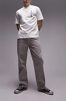 Topman Loose Fit Cotton Straight Leg Pants Stone at Nordstrom, X 32