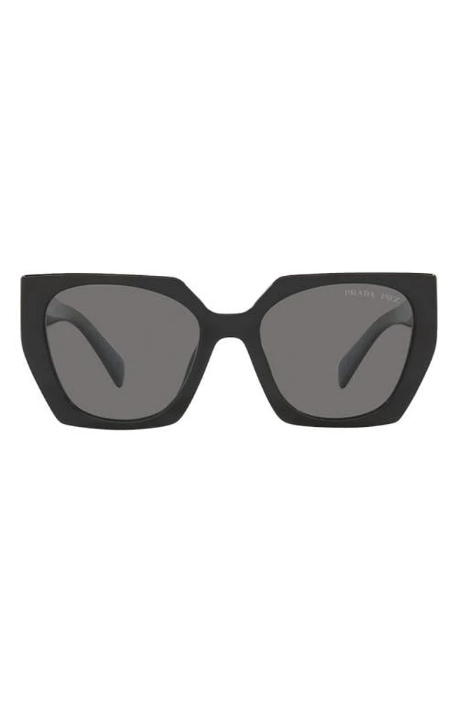 Prada 54mm Polarized Irregular Sunglasses in Black at Nordstrom